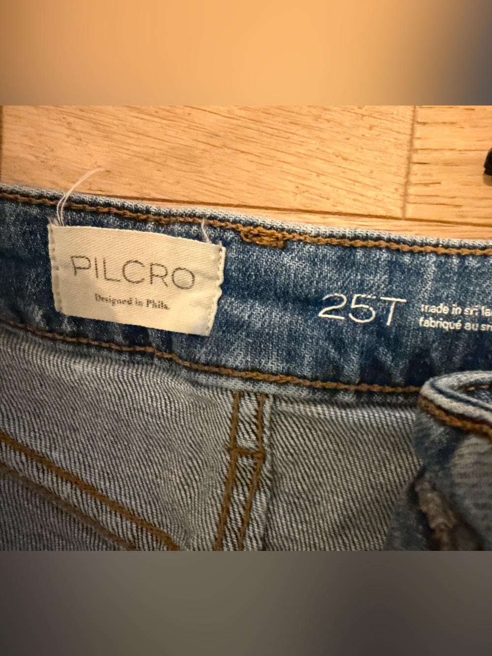 Pilcro Blue Relaxed Jeans with Black Bow Accents - Picture 3 of 3